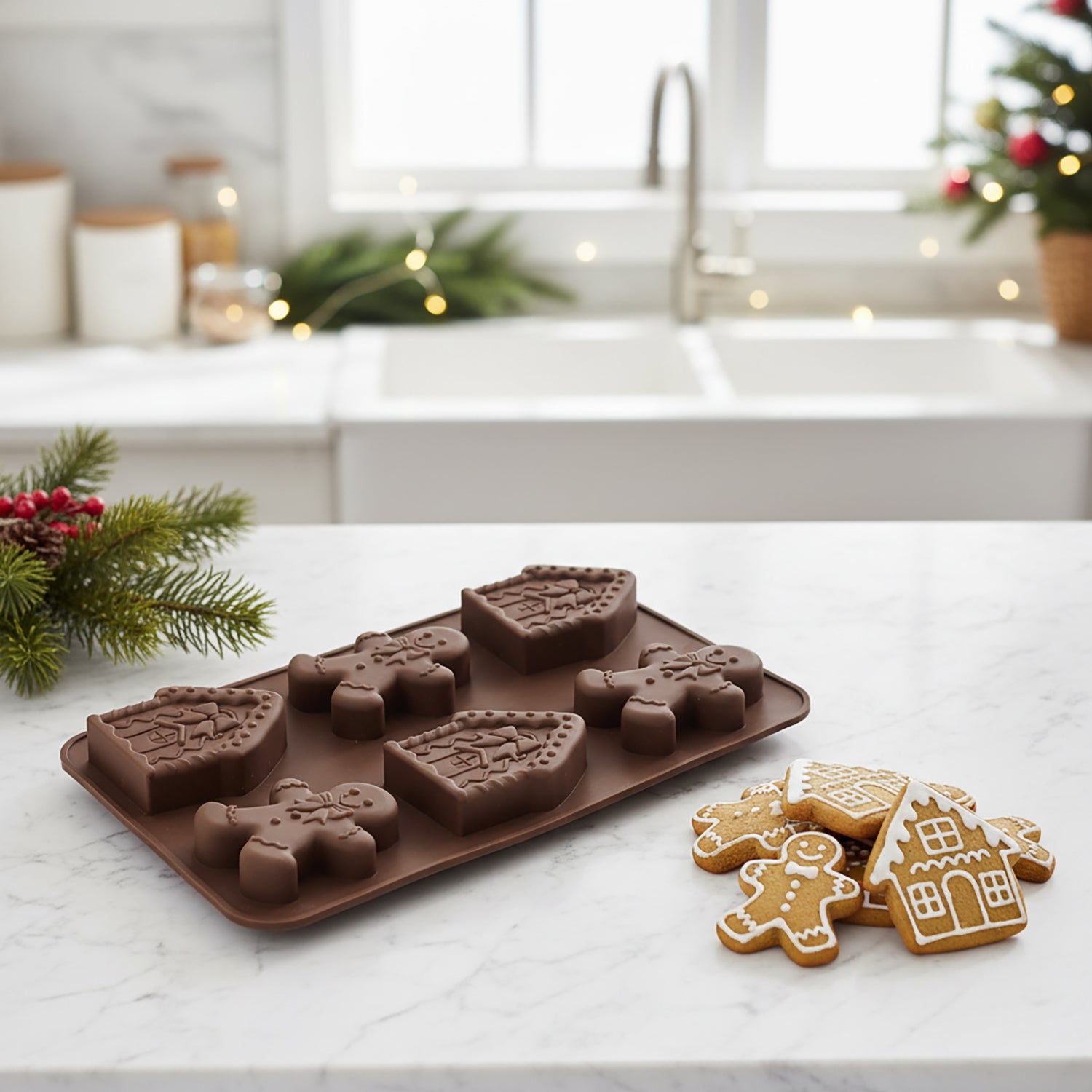 VESTIAMO CASA GRAN NATALE - Stampo Silicone Natalizio 6 Forme h27,5 cm